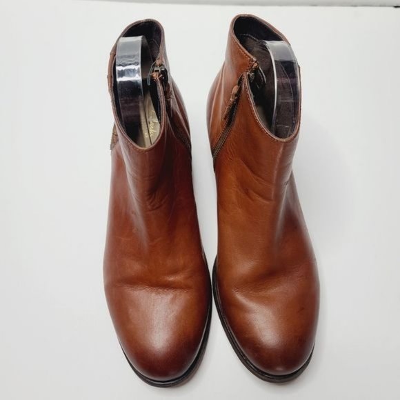 Clarks Maypearl Fawn Leather Light Brown Ankle Western Boot - Picture 3 of 16